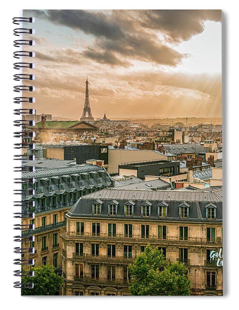 City Spiral Notebook featuring the digital art Paris from the Rooftop by Kevin McClish