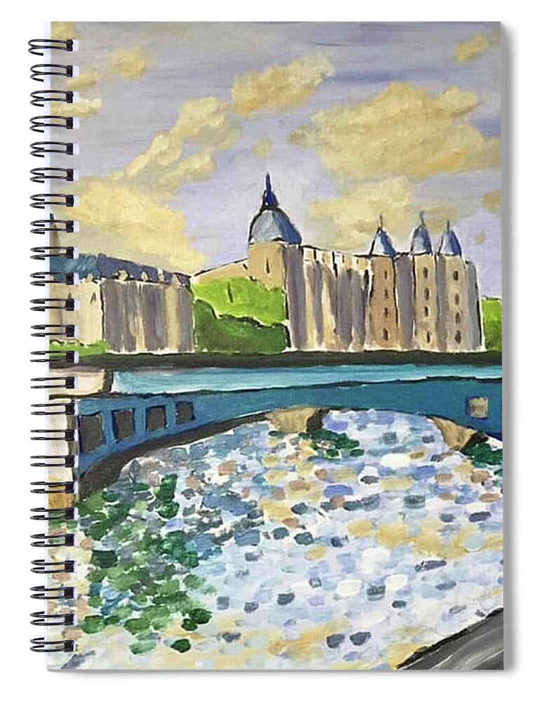  Spiral Notebook featuring the painting Paris Twilight by John Macarthur