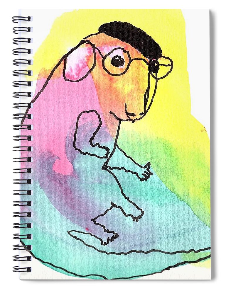 Parisian Spiral Notebook featuring the painting Parisian Rat by Dawn Boswell Burke