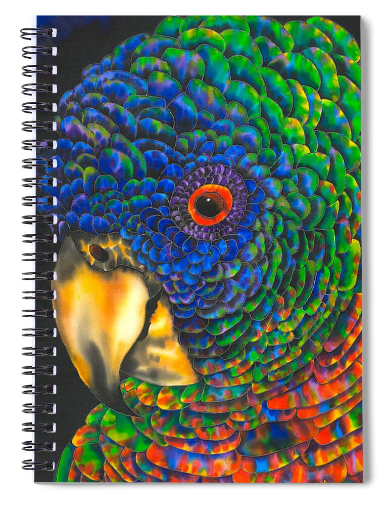 Bird Spiral Notebook featuring the painting Parrot Face by Daniel Jean-Baptiste