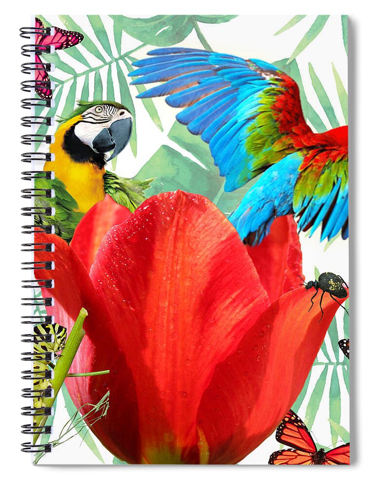 Parrots Spiral Notebook featuring the digital art Parrot Surprise by Janice Leagra