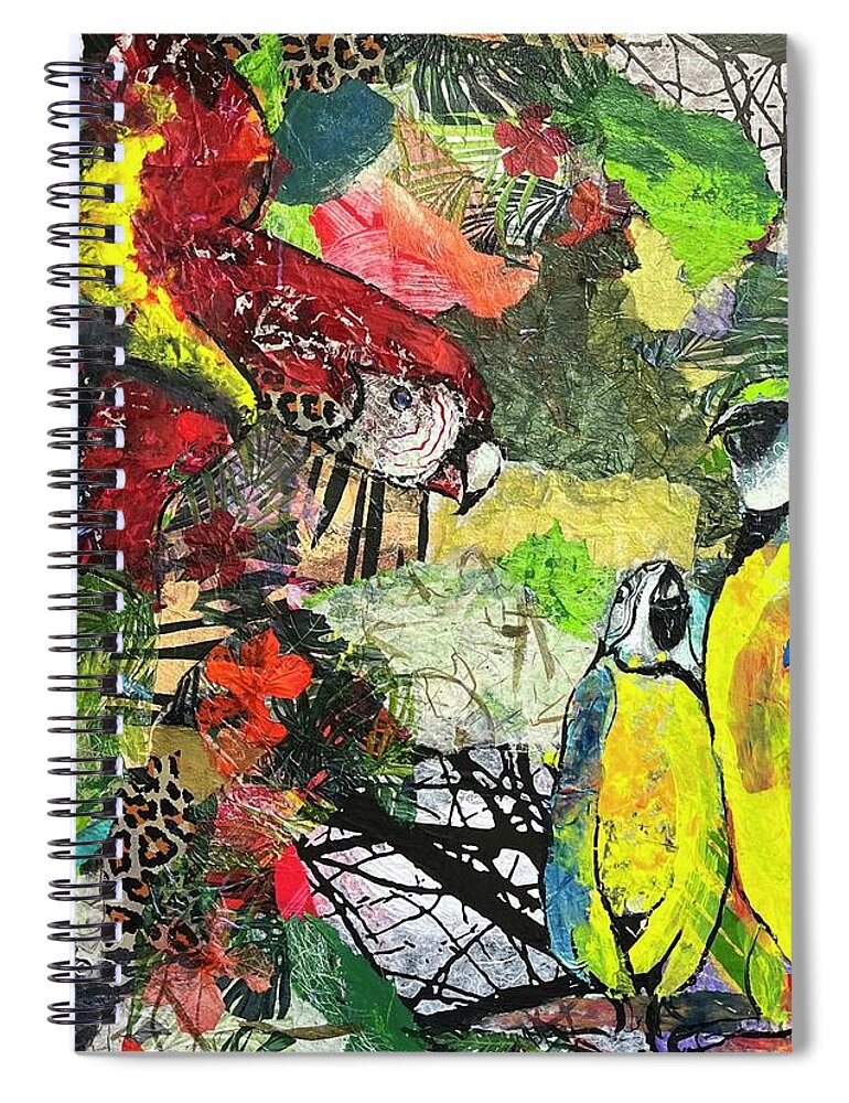 Islandart Spiral Notebook featuring the painting Parrot Talk by Elaine Elliott