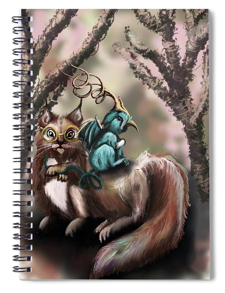 Rat Spiral Notebook featuring the digital art Parry And Katty by Medea Ioseliani