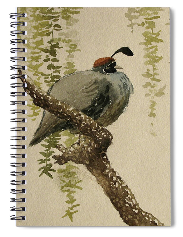 Bird Spiral Notebook featuring the painting Partridge by Don Morgan