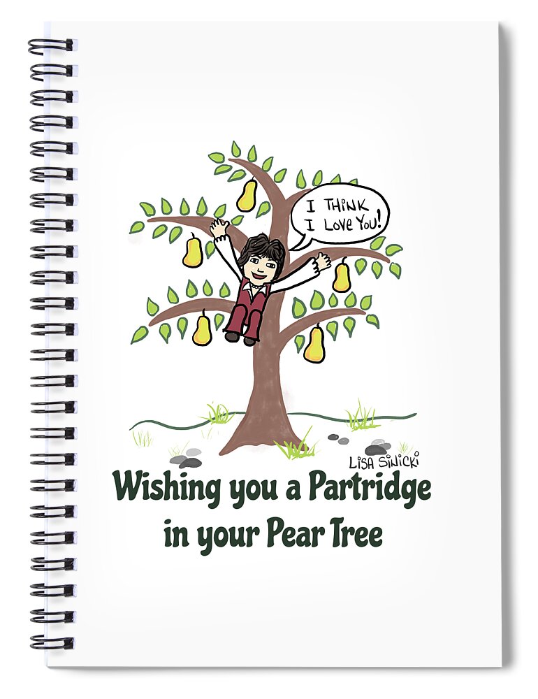 The Partridge Family Spiral Notebook featuring the digital art Partridge in your Pear Tree by Lisa Sinicki