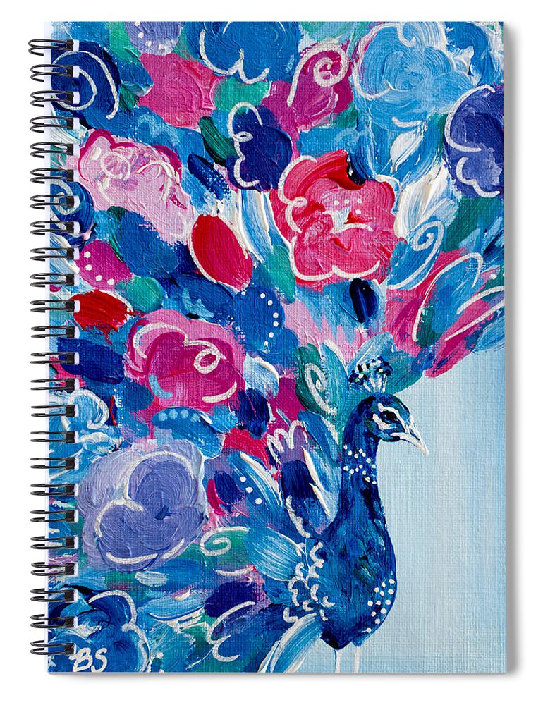 Peacock Spiral Notebook featuring the painting Party Animal by Beth Ann Scott