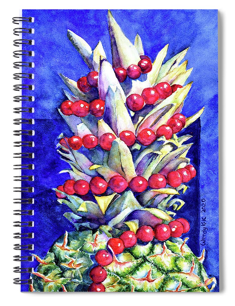 Fruit Spiral Notebook featuring the painting Party Pineapple by Wendy Keeney-Kennicutt