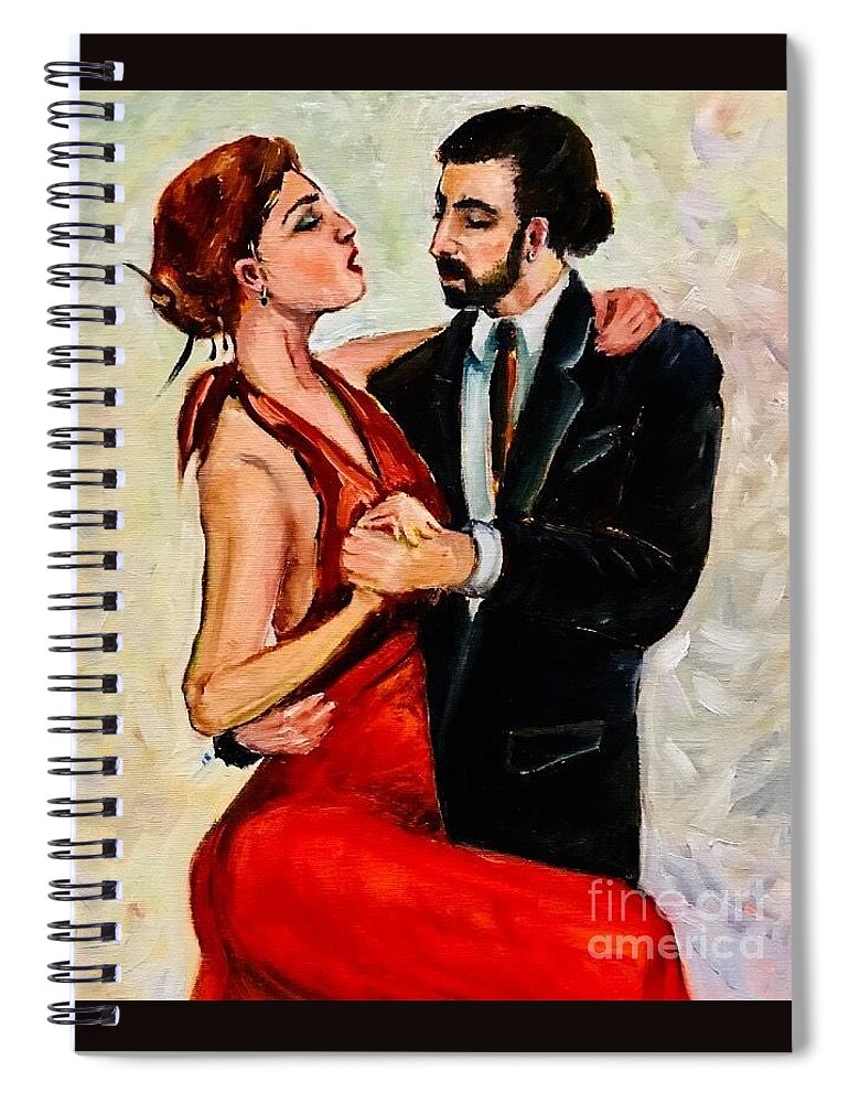 Tango Spiral Notebook featuring the painting Passionate tango by Lana Sylber