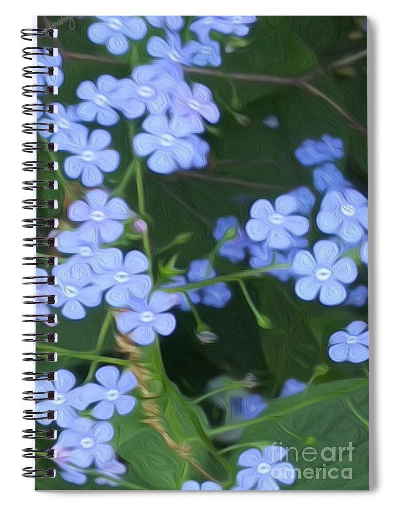 Pastel Spiral Notebook featuring the digital art Pastel Blue Petals by Gabrielle Schertz