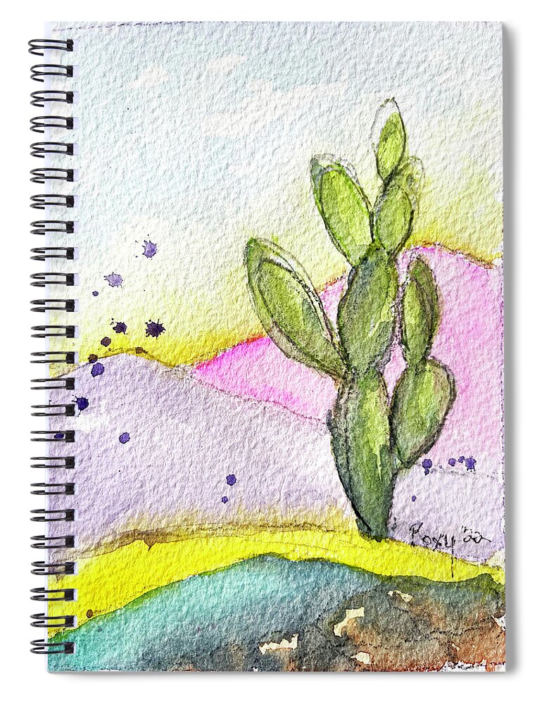 Pastel Spiral Notebook featuring the painting Pastel Cactus by Roxy Rich