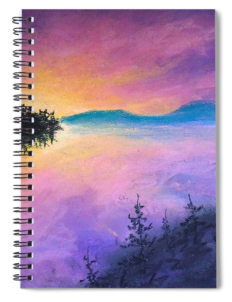 Pink Sunset Spiral Notebook featuring the painting Pastel Dreams by Jen Shearer