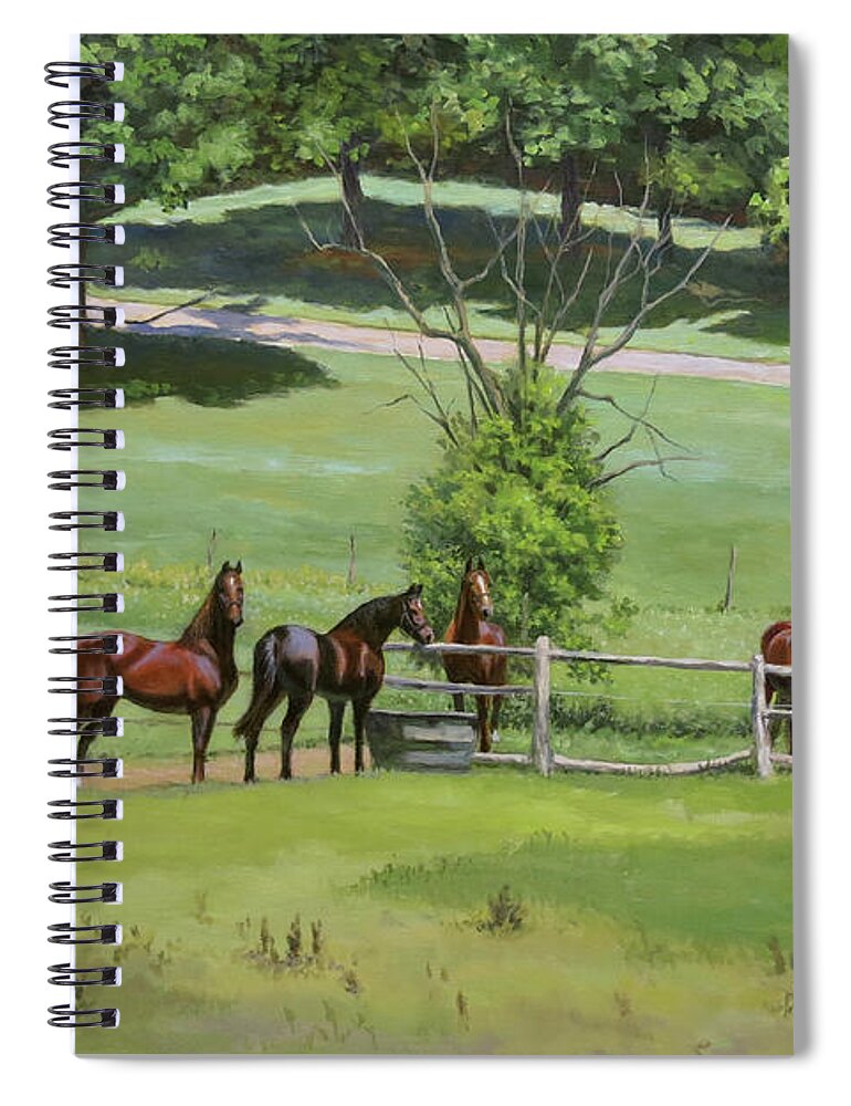 Landscape Spiral Notebook featuring the painting Pasture Friends by Jeanne Newton Schoborg