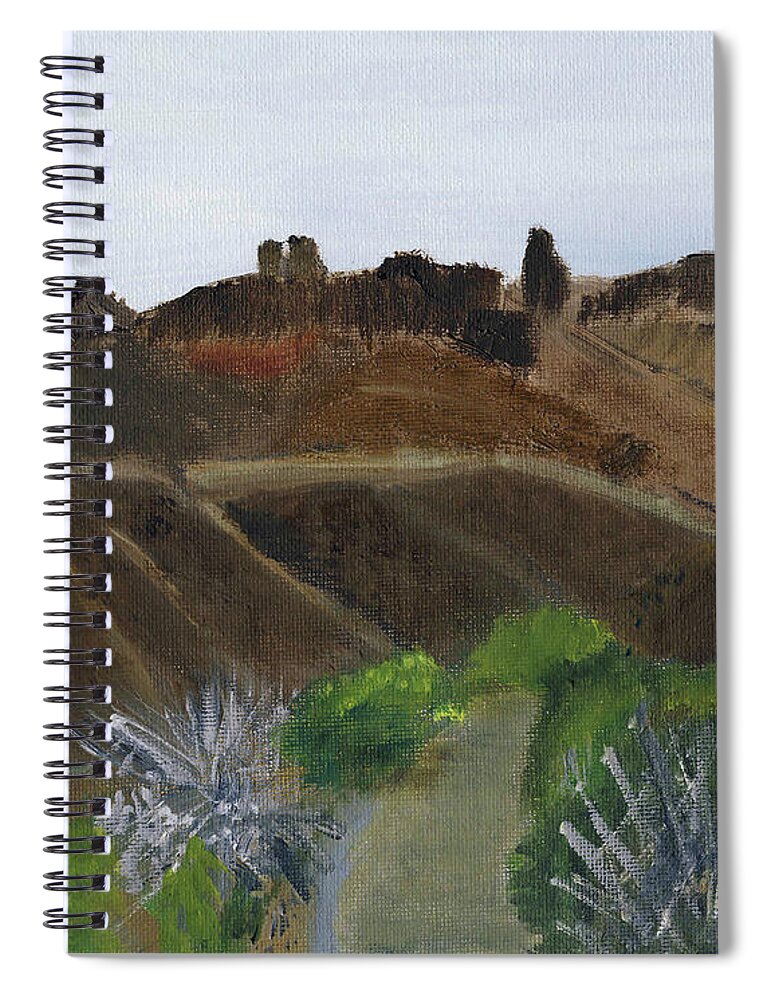 Mountain Spiral Notebook featuring the painting Path Not Taken by Linda Feinberg