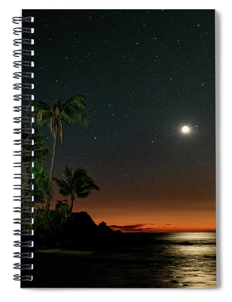 Ethereal Moon Spiral Notebook featuring the photograph Path of the Moon at Dawn by Heidi Fickinger