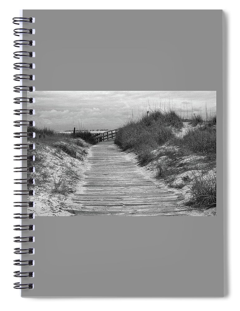 Beach Spiral Notebook featuring the photograph Pathway to the Beach in Black and White by James C Richardson