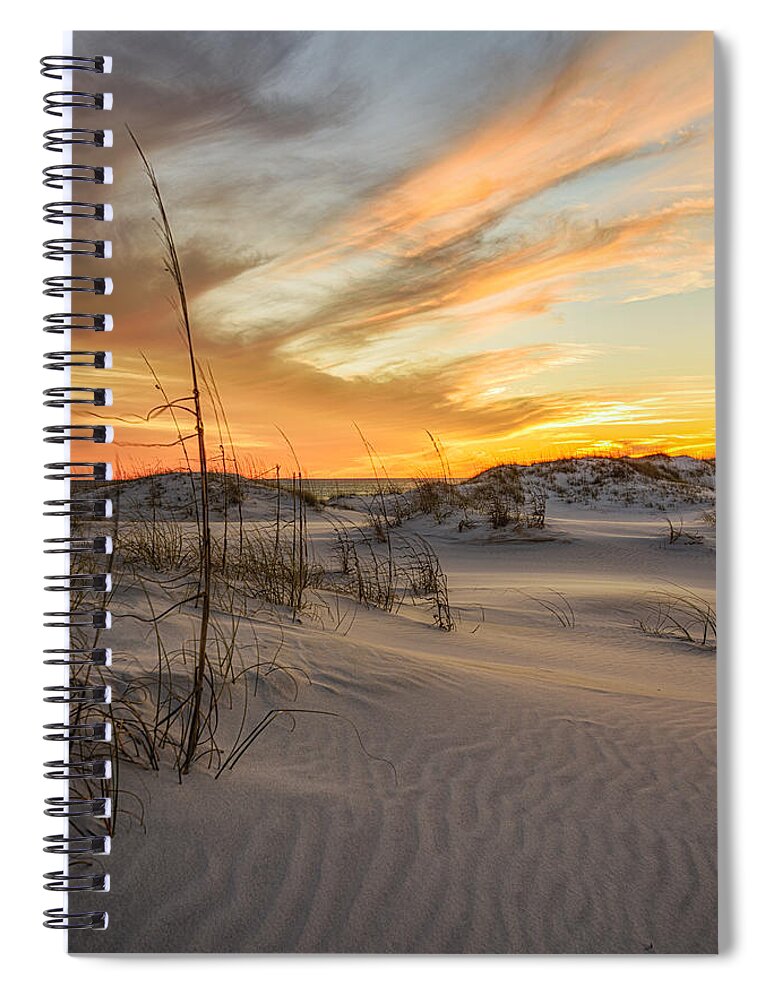 Florida Spiral Notebook featuring the photograph Patterns in the Sand with Golden Sunset by Mike Whalen