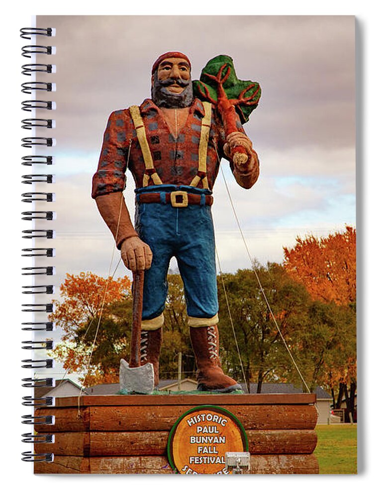 Paul Bunyan Spiral Notebook featuring the photograph Paul Bunyan statue in Oscoda Michigan by Eldon McGraw