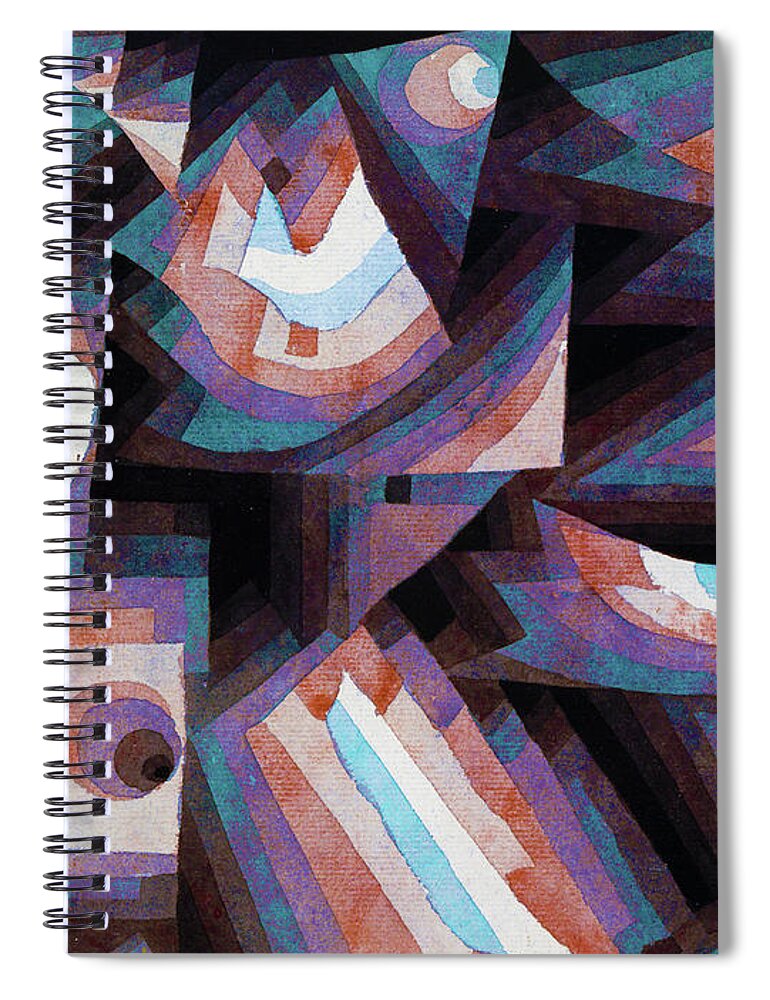 Abstract Spiral Notebook featuring the painting Paul Klee Tribute Abstract Hand Painted Litho Reproduction 7 by Tony Rubino