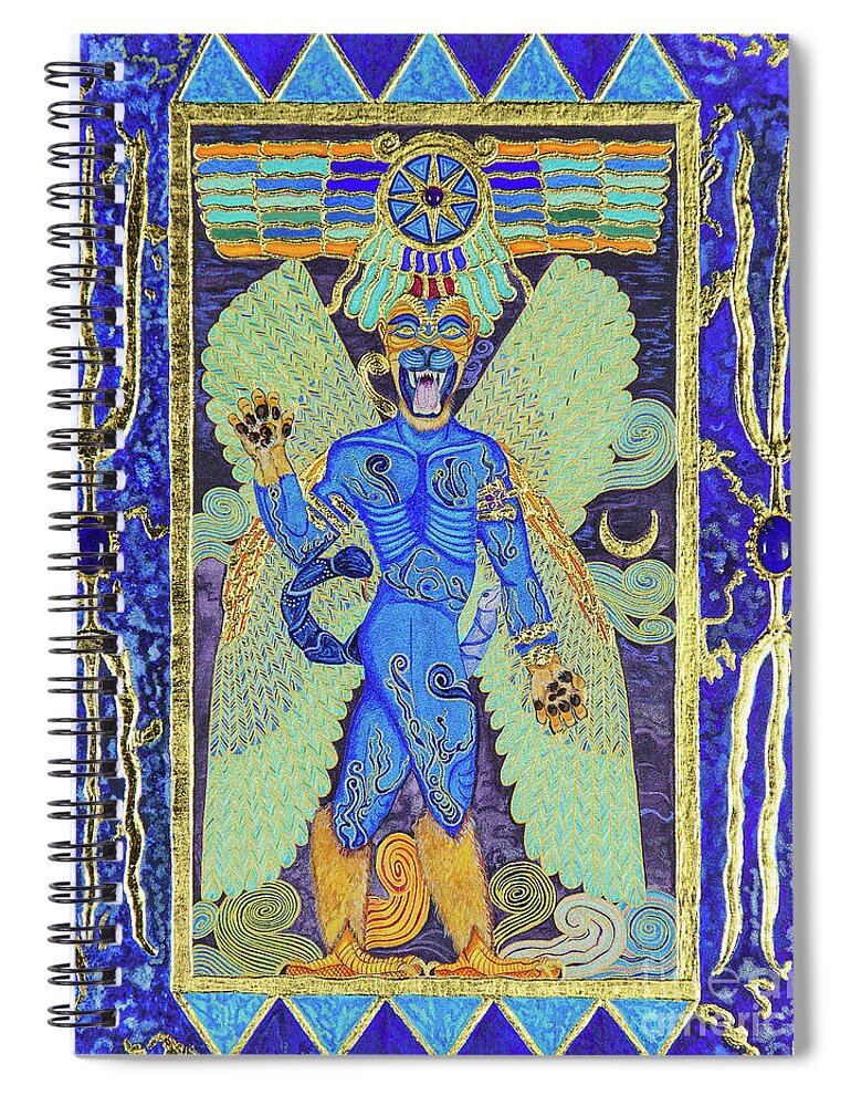 Babylon Spiral Notebook featuring the mixed media Pazuzu the Divine Exorcist by Ptahmassu Nofra-Uaa