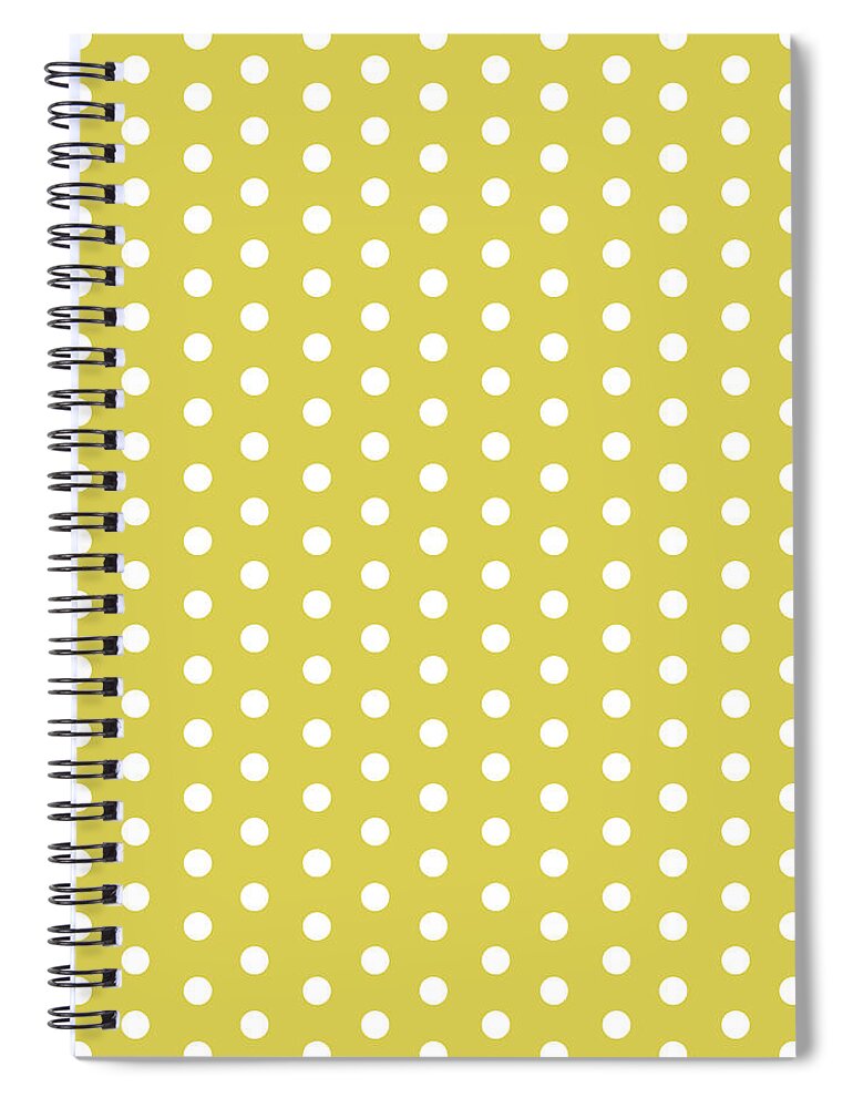 White Spiral Notebook featuring the digital art Polka DoT Yellow Green by Bnte Creations