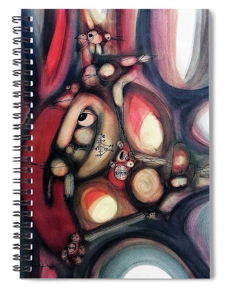 Moa Spiral Notebook featuring the painting Peace Birds by Hargreaves Ntukwana
