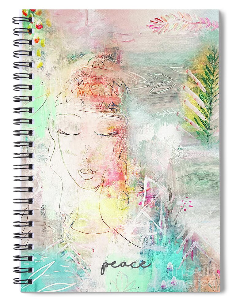 Peace Spiral Notebook featuring the mixed media Peace by Claudia Schoen