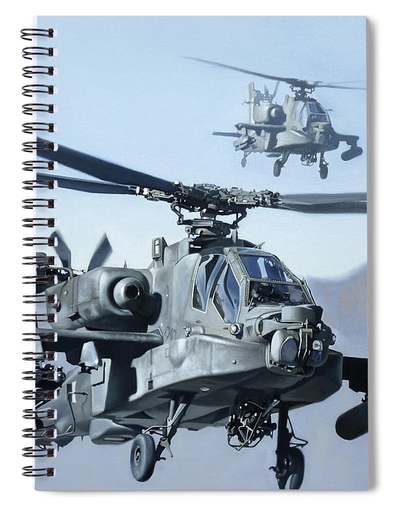 Ah-64d Afghanistan Army Attack Aviation Combat Peace Angel Helicopter Attack Helicopter U.s. Army Aviation Spiral Notebook featuring the painting Peace Makers by Murray Jones