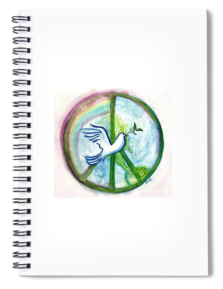 Peace Sign Spiral Notebook featuring the painting Peace on Earth by Deb Stroh-Larson