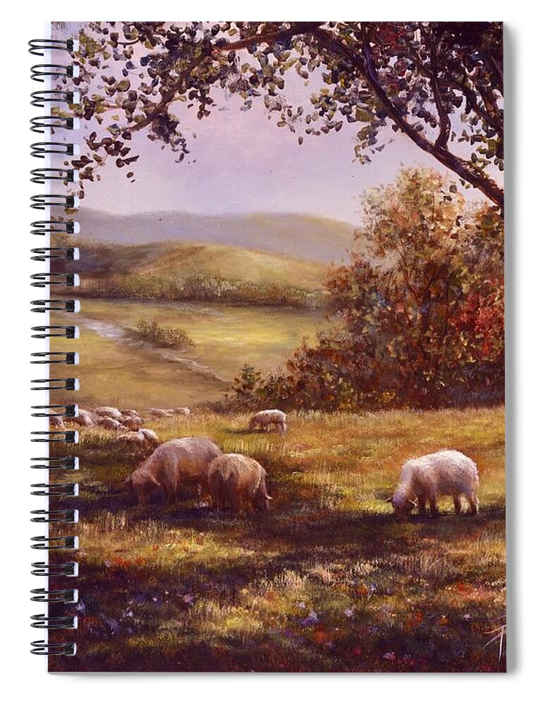 Country Landscape Spiral Notebook featuring the painting Peaceful Pasture by Lynne Pittard