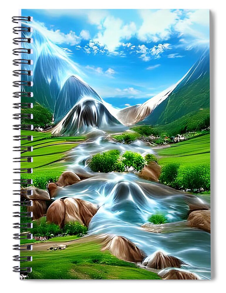 Digital Spiral Notebook featuring the digital art Peaceful Valley by Beverly Read