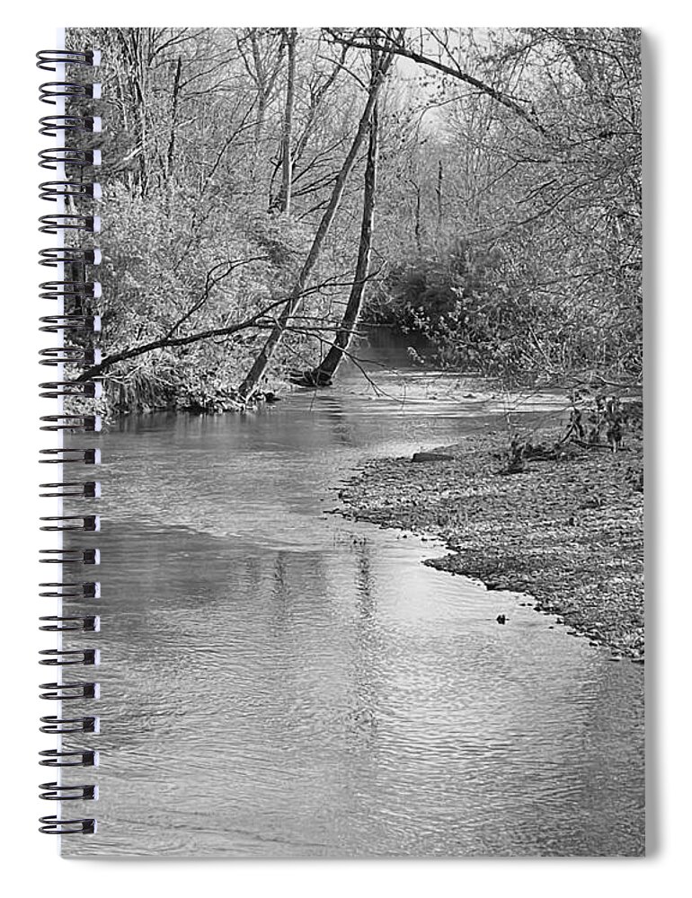 Creek Spiral Notebook featuring the photograph Peacefully Flowing BW by Lee Darnell