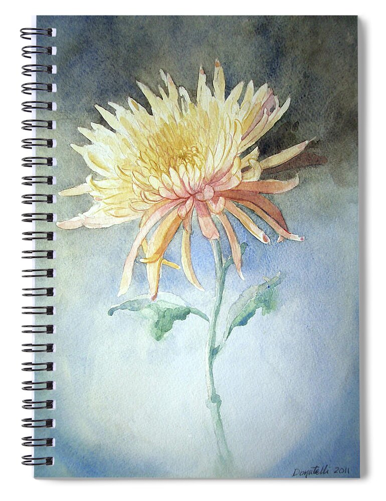 Botanicals Spiral Notebook featuring the painting Peach Spider Emerging by Kathryn Donatelli