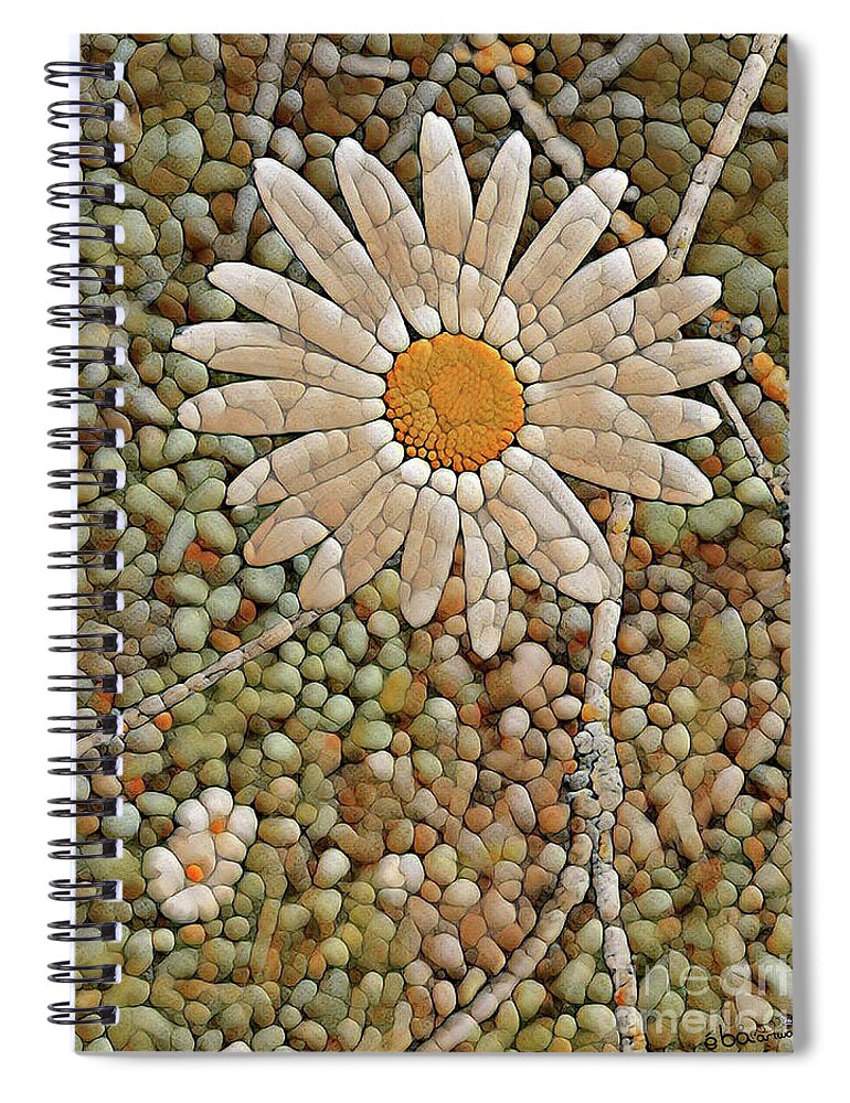 Daisy Spiral Notebook featuring the digital art Pebble Daisy by Elaine Berger