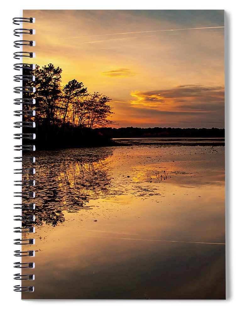 Sunset Spiral Notebook featuring the photograph Peconic Sunset by Cathy Kovarik