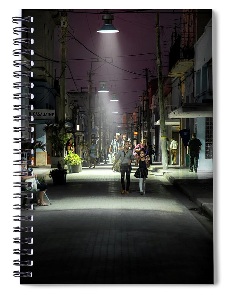 Cuba Spiral Notebook featuring the photograph Pedestrian street in Camaguey by Micah Offman