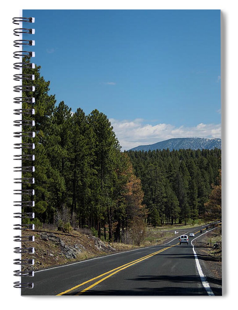 Road Trip Spiral Notebook featuring the photograph Peeking at the Peaks by Marianne Campolongo