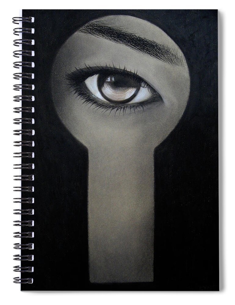 Woman Spiral Notebook featuring the painting Peeking by Lynet McDonald