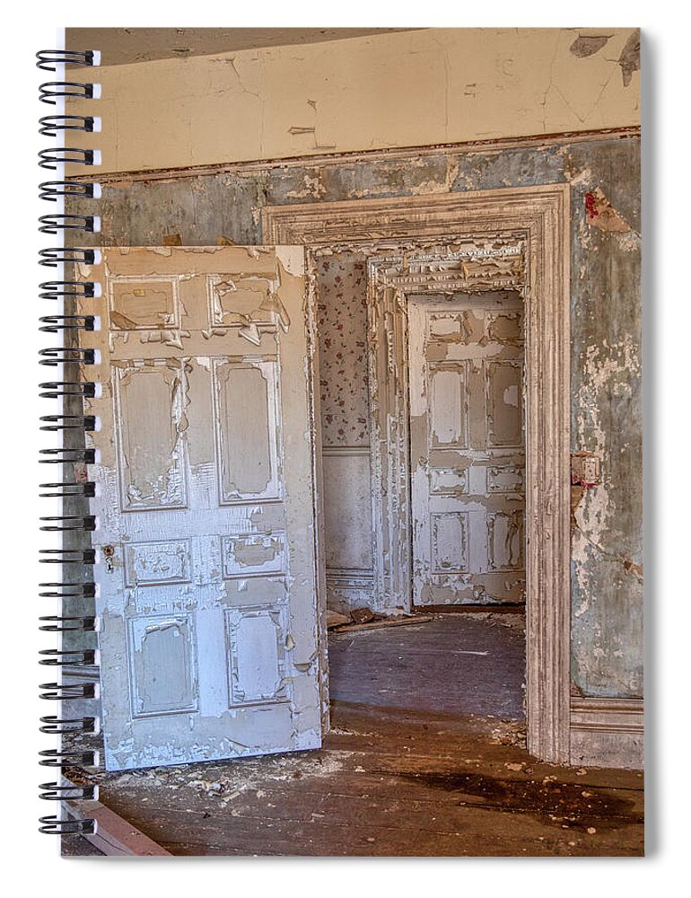 1860 Spiral Notebook featuring the photograph Peeling Door by David Letts
