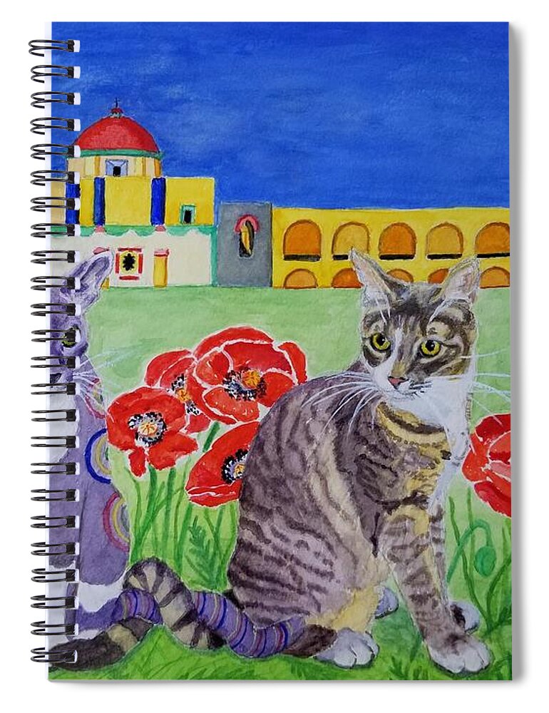 Cat Spiral Notebook featuring the painting Peggy and Maya by Vera Smith