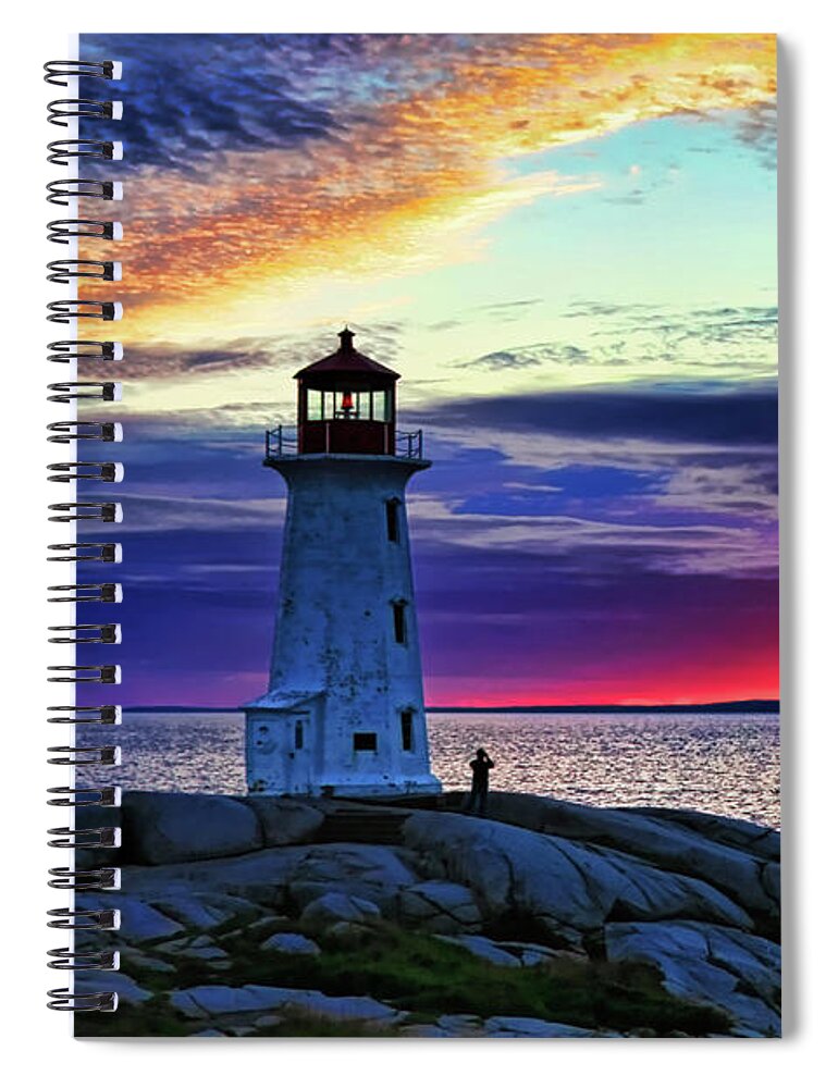 Peggy's Cove Spiral Notebook featuring the photograph Peggy's Cove Lighthouse by Tatiana Travelways