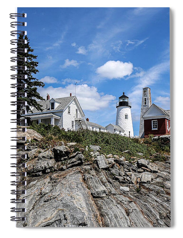 Lighthouse Spiral Notebook featuring the photograph Pemaquid Point Lighthouse Maine by Veronica Batterson