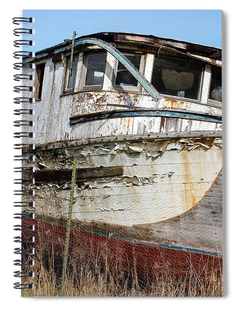 Abandoned Boat Spiral Notebook featuring the photograph Peninsula abandoned relic by Cathy Anderson