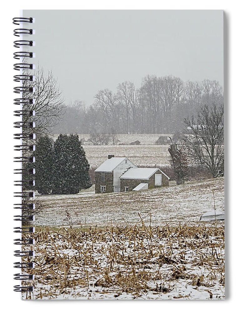 Farm Spiral Notebook featuring the photograph Pennsylvania Farm on a Snowy Day by William Jobes