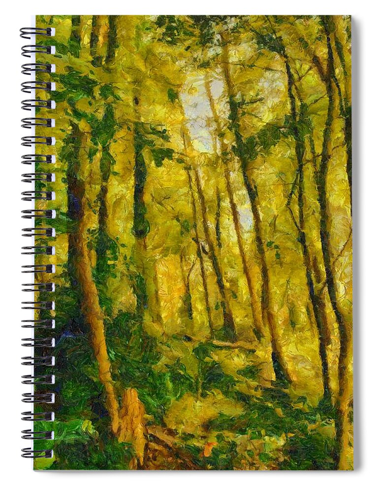 Woods Spiral Notebook featuring the mixed media Pennsylvania Woods by Christopher Reed