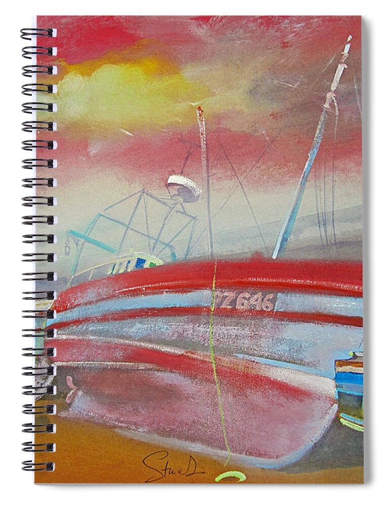 Geese Spiral Notebook featuring the painting Penzance Harbour by Charles Stuart