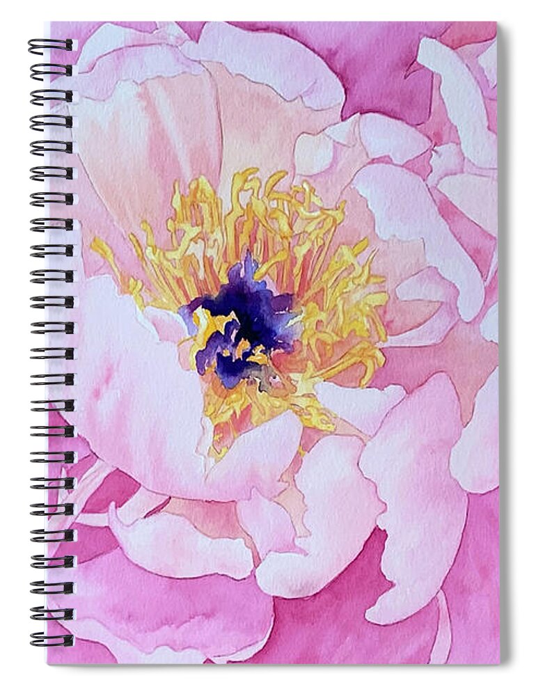 Peony Spiral Notebook featuring the painting Peony Pink Flower by Hilda Vandergriff