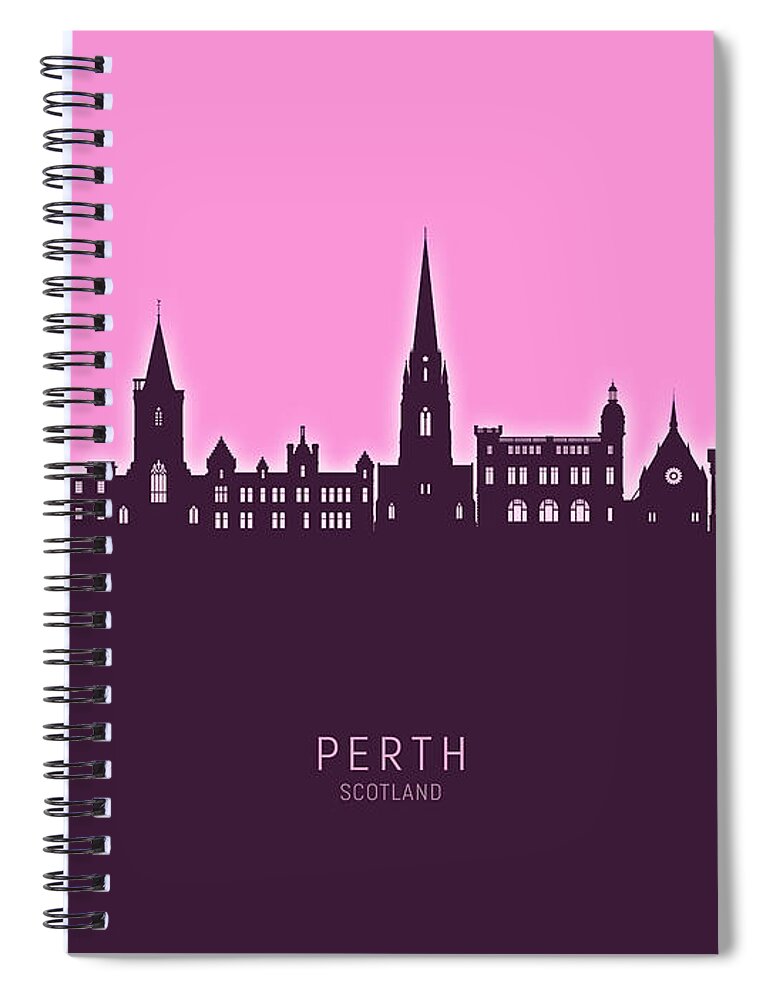 Perth Spiral Notebook featuring the digital art Perth Scotland Skyline #69 by Michael Tompsett