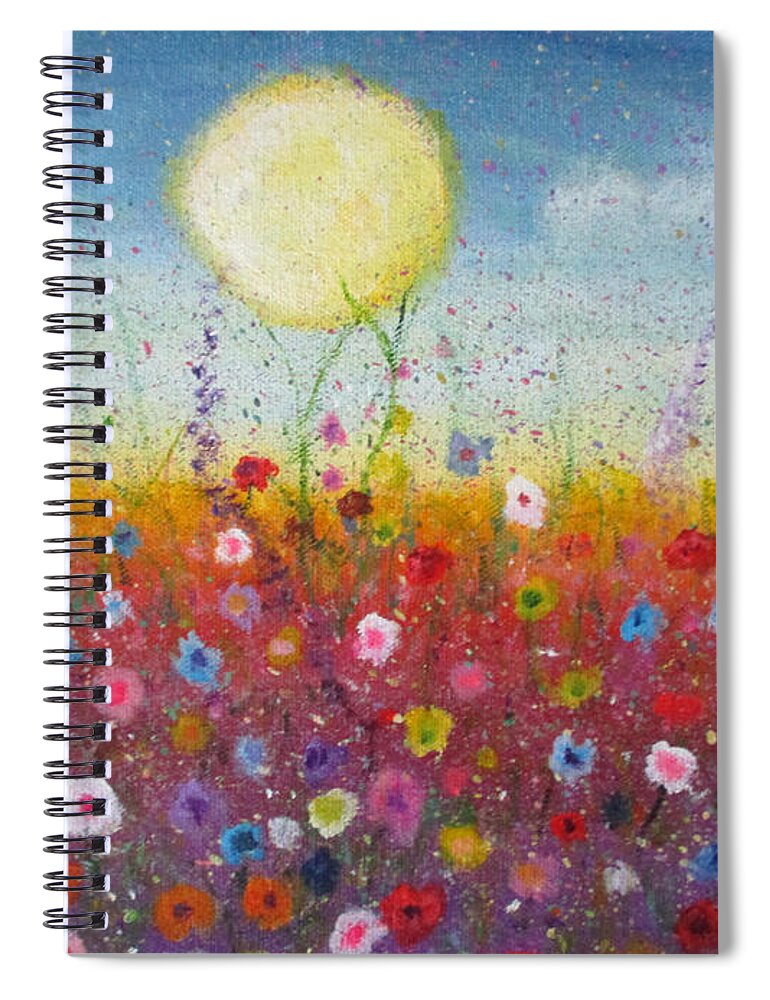 Flower Spiral Notebook featuring the painting Petalled Skies by Jen Shearer