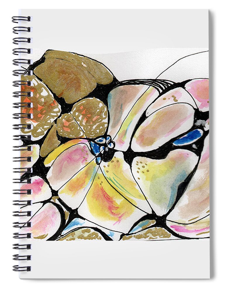 Abstract Spiral Notebook featuring the mixed media Petals In A Secret Garden by Zsanan Studio