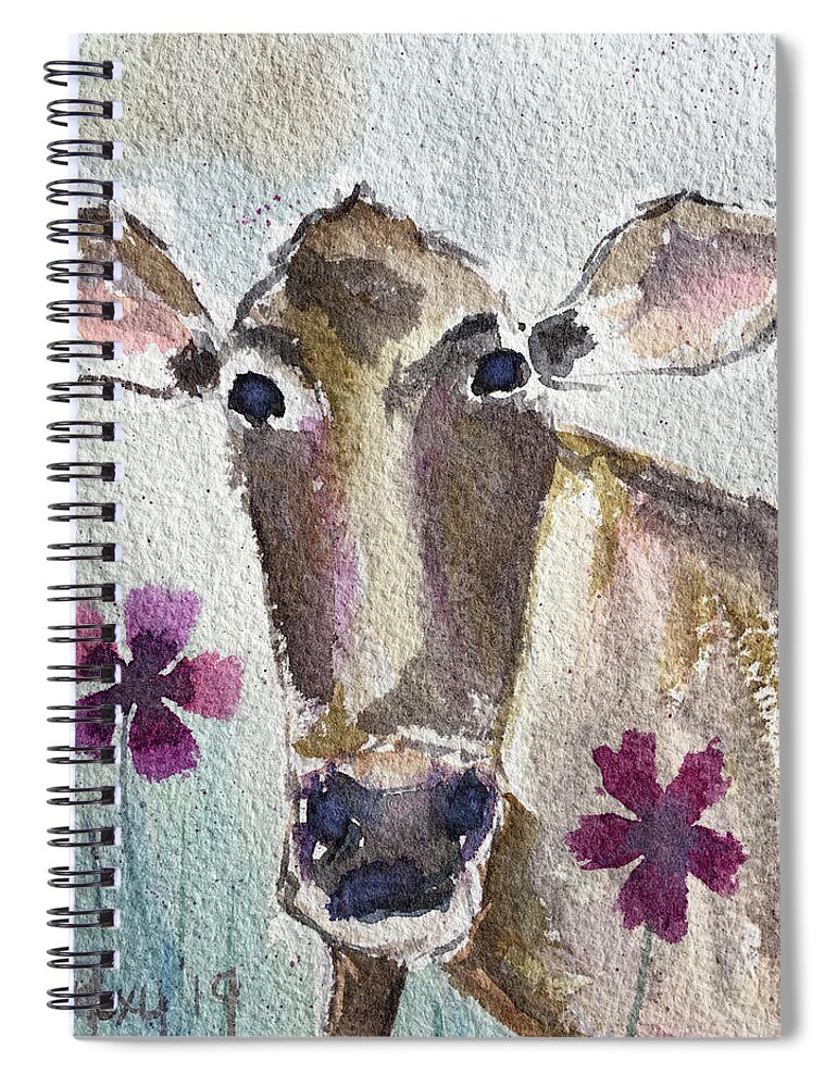 Cow Spiral Notebook featuring the painting Petals by Roxy Rich